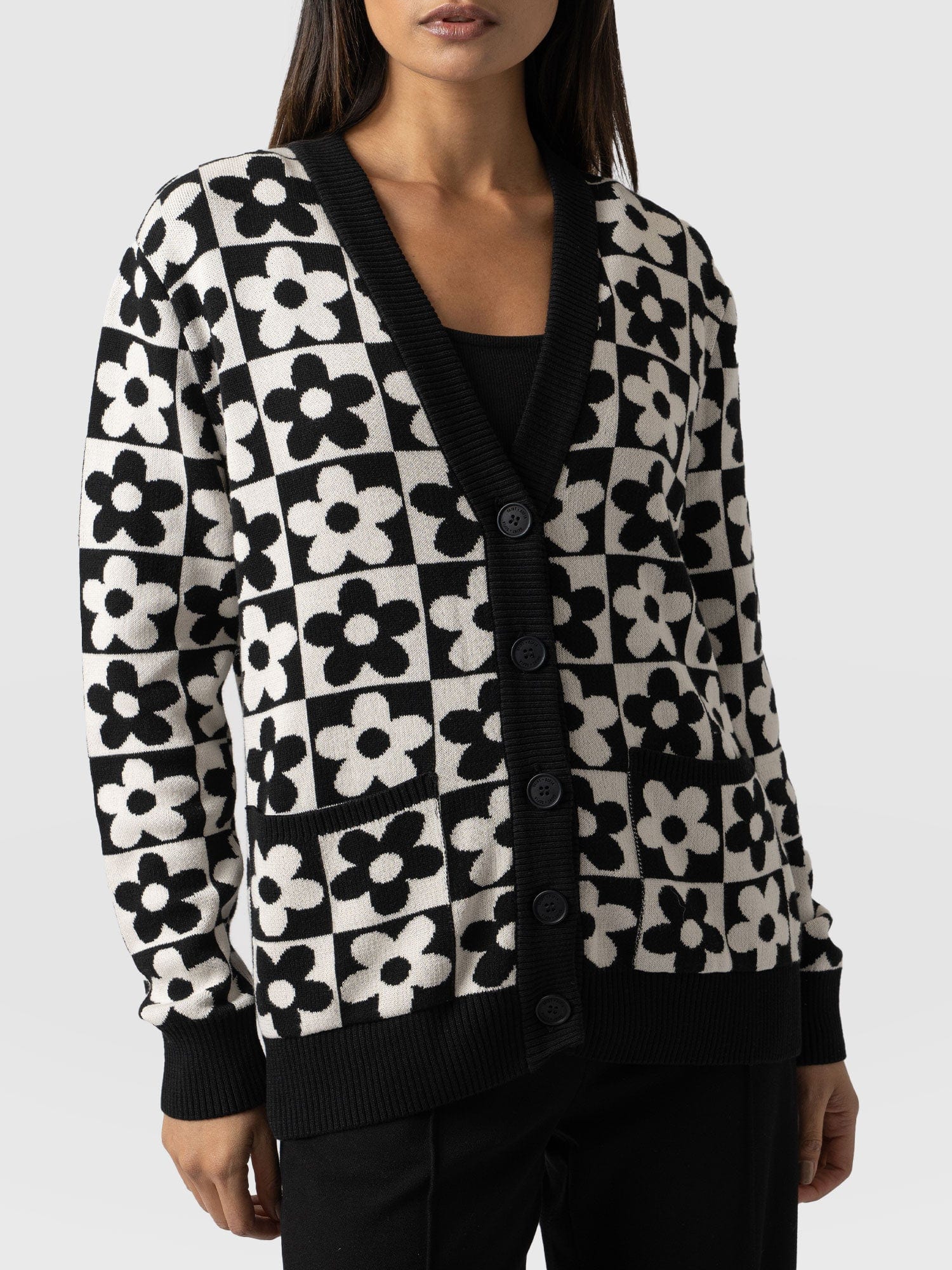 Eden Cardigan - Monochrome Flower